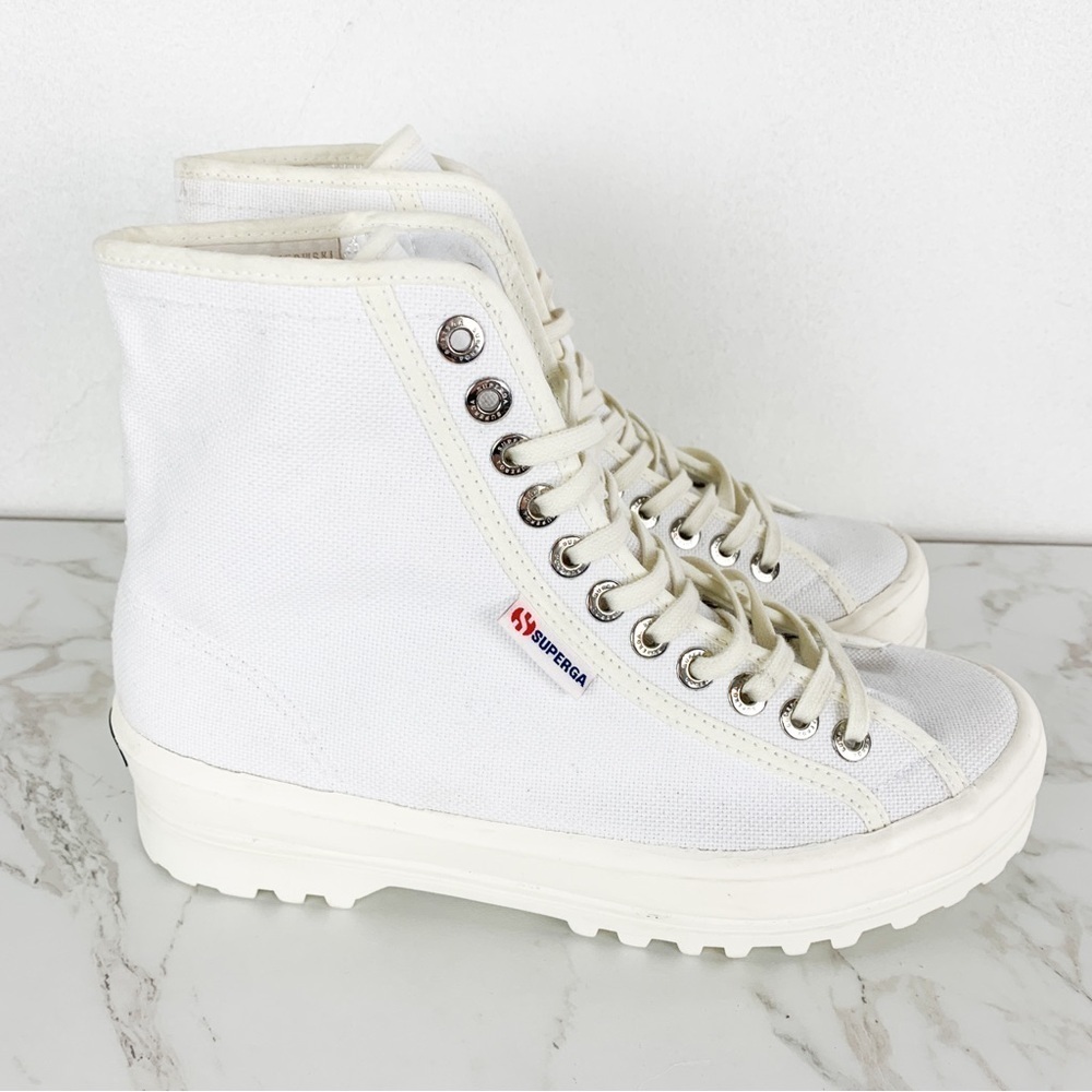 Superga 2341 Alpina High Top Sneakers with Gum Sole in White Sz 7 1/2 - Picture 4 of 16
